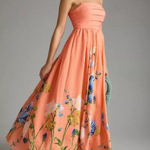 Anthropologie Lorelei Ruched Bodice Floral Midi Dress